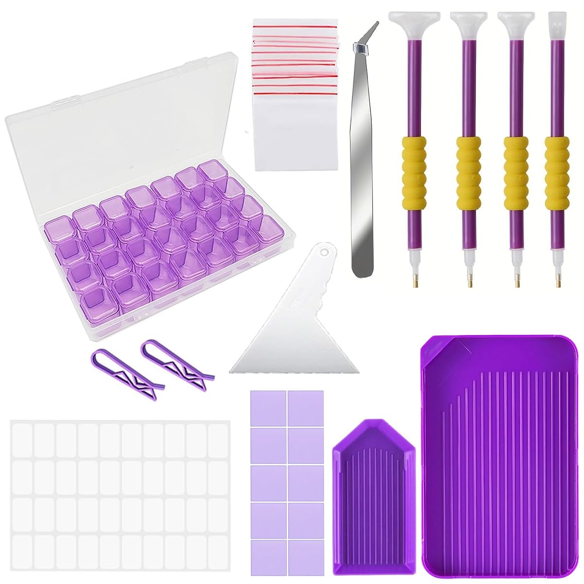 HASTHIP 46Pcs 5D DIY Diamond Painting Tools and Accessories Kits with Diamond Painting Trays and Pens, Tweezer, Clips, 28-grids Diamond Organizer, Diamond Art Painting Tool Kit (Without Diamonds) HASTHIP 46Pcs 5D DIY Diamond Painting Tools and Accessories Kits with Diamond Painting Trays and Pens, Tweezer, Clips, 28-grids Diamond Organizer, Diamond Art Painting Tool Kit (Without Diamonds)